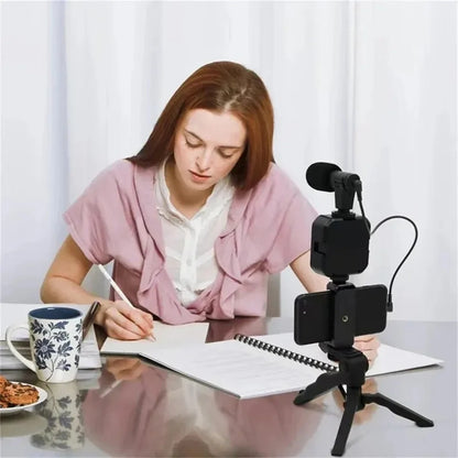 Kit de vlogging para smartphone COOL DIER con trípode, soporte para teléfono, mini micrófono, luz LED de relleno, para TikTok, transmisión en vivo, vídeo y YouTube.