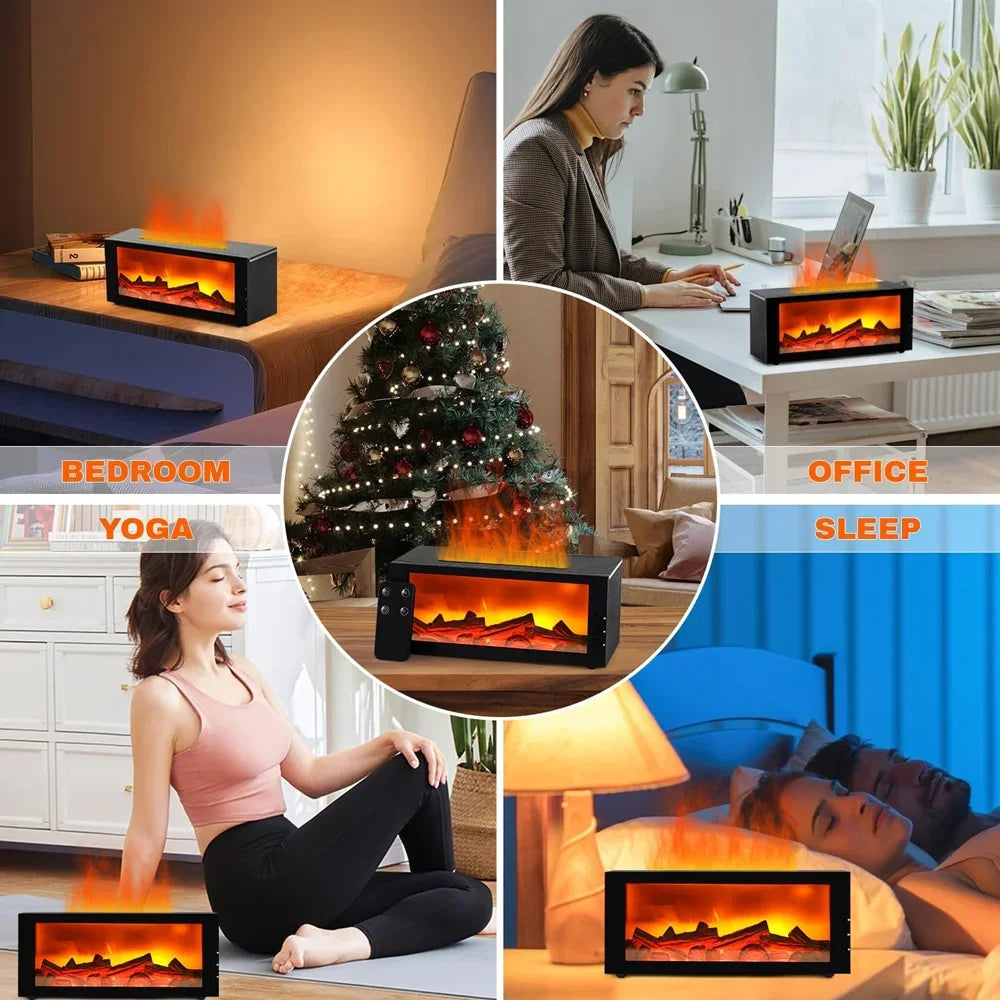 Waterless Flame Aroma Diffuser Remote Control Auto Shut Off LED Night Light Air Humidifier for Home Bedroom Office Gift Present Selectia