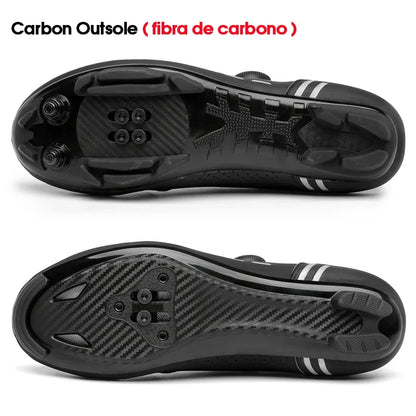 Zapatillas de ciclismo de montaña 2023 con calas para hombre y mujer, de carbono, deportivas, de velocidad, planas, SPD, para ciclismo de carretera