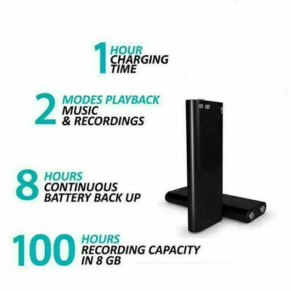 Mini grabadora de voz portátil inteligente, grabación de audio activada por voz, grabadora de sonido HD con reducción de ruido, reproductor MP3 con imán OTG