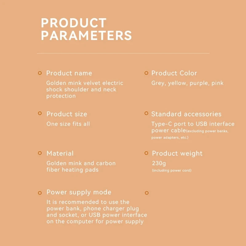 Electric Heating shoulder Neck Pad Massager USB Cervical Brace Wrap Thermal Compress Relieve Pain Fatigue Warm Back Brace Tool Selectia