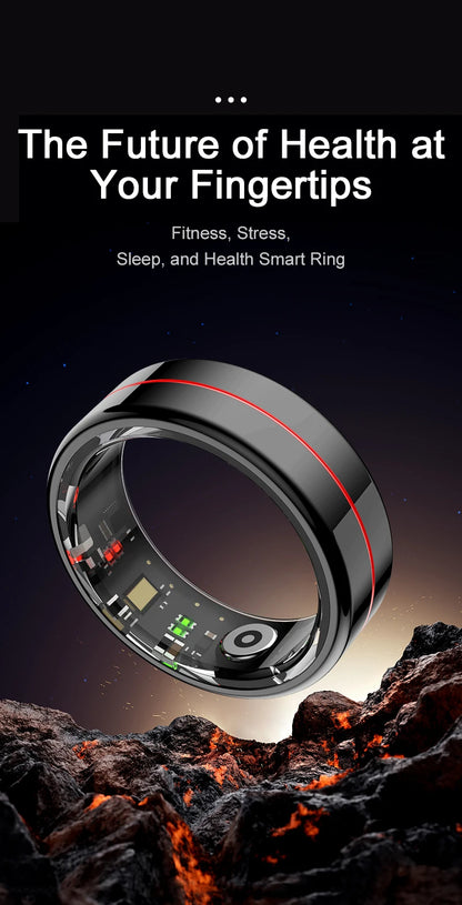 Anillo inteligente R04 2025 para hombre y mujer, con estuche de carga, monitor de salud y sueño, resistente al agua hasta 5 ATM, modo multideporte, control de cámara.