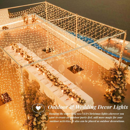 Guirnalda de luces LED de 50 m y 100 m para exteriores, guirnalda navideña para jardín, terraza, árbol, calle, boda, fiesta, decoración