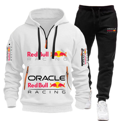 Conjunto de sudadera con capucha y pantalones deportivos Red Bull Racing para hombre, otoño/invierno, 2 piezas, con cremallera y múltiples bolsillos, muy vendido.