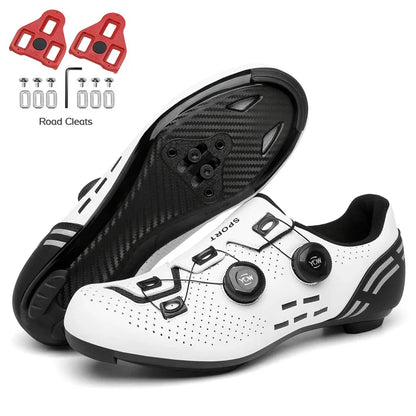 Zapatillas de ciclismo de montaña 2023 con calas para hombre y mujer, de carbono, deportivas, de velocidad, planas, SPD, para ciclismo de carretera