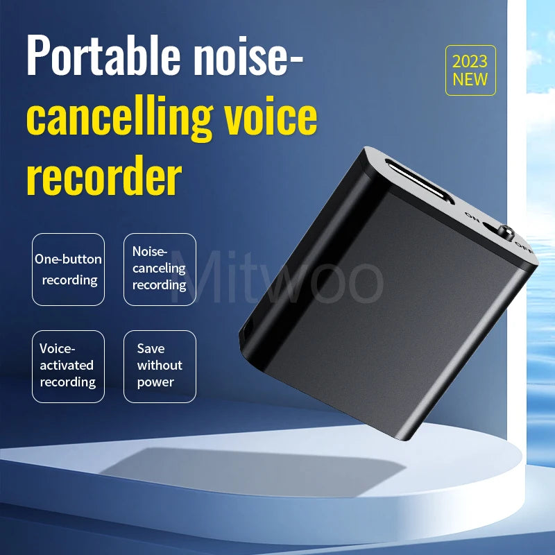 Mini grabadora de voz portátil inteligente, grabación de audio activada por voz, grabadora de sonido HD con reducción de ruido, reproductor MP3 con imán OTG