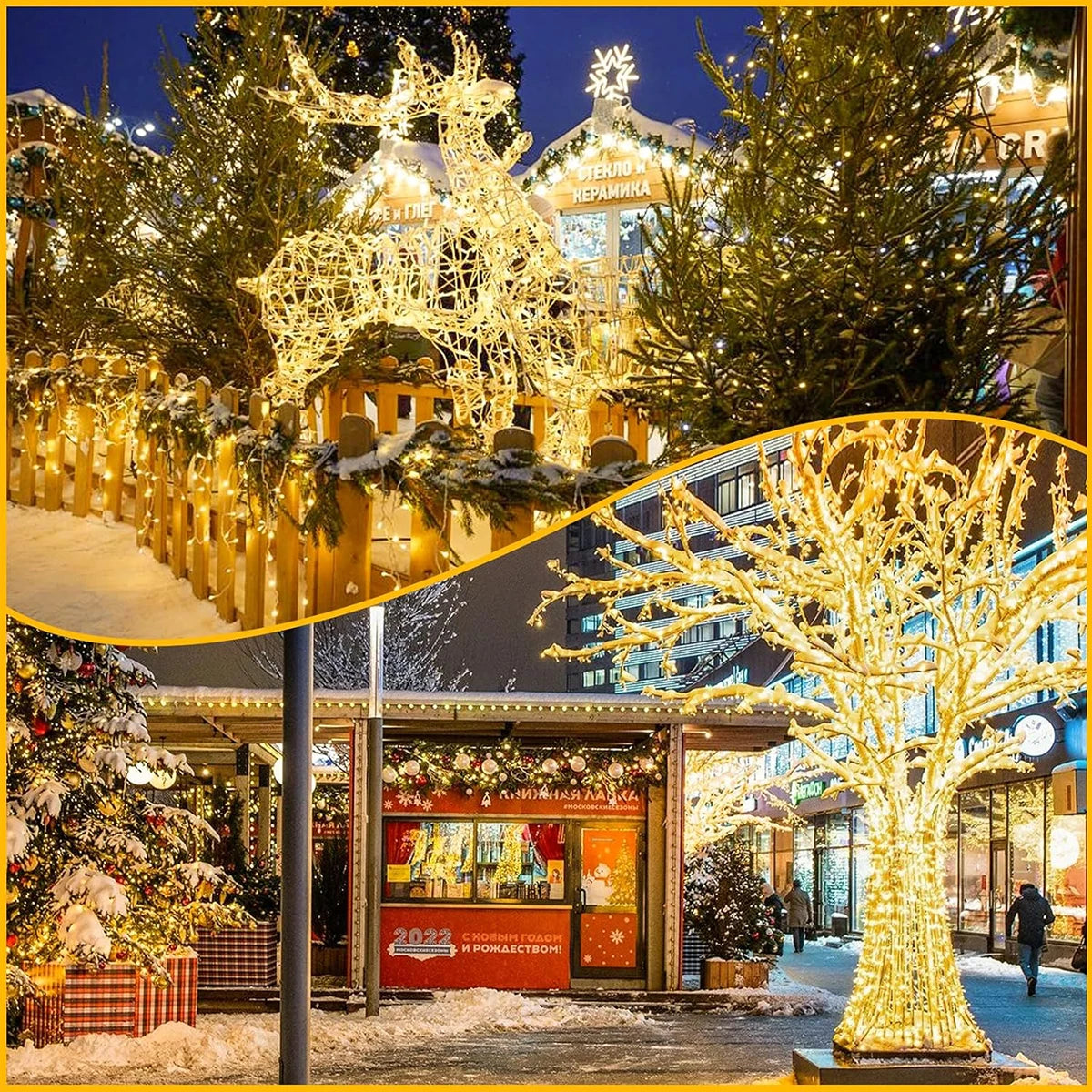 Guirnalda de luces LED de 50 m y 100 m para exteriores, guirnalda navideña para jardín, terraza, árbol, calle, boda, fiesta, decoración