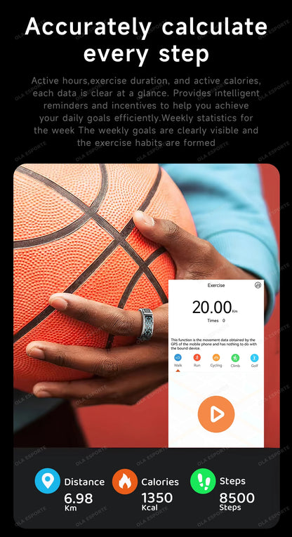 Anillo inteligente R12 2025 con pantalla táctil, carga inalámbrica, control de salud, resistente al agua hasta 5 ATM, para hombres y mujeres.