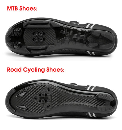Zapatillas de ciclismo de montaña 2023 con calas para hombre y mujer, de carbono, deportivas, de velocidad, planas, SPD, para ciclismo de carretera
