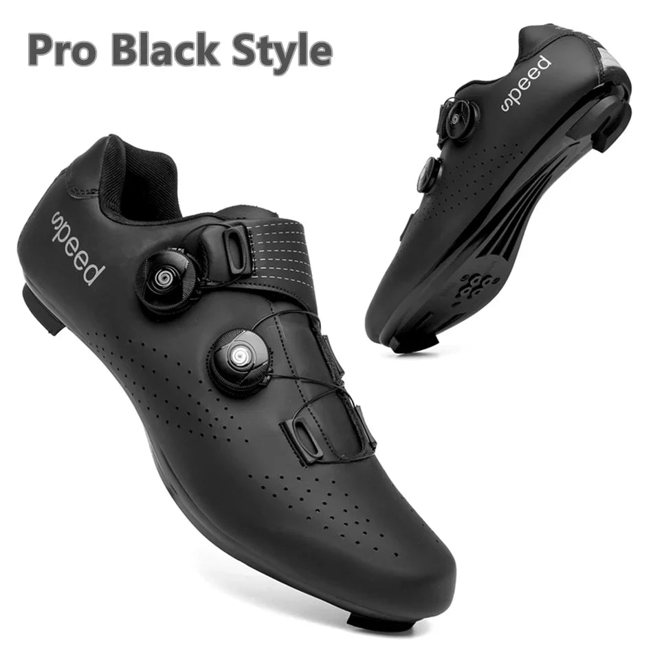 Zapatillas profesionales para hombre, ultraligeras, con doble hebilla, para ciclismo de montaña, luminosas, con calas autoblocantes