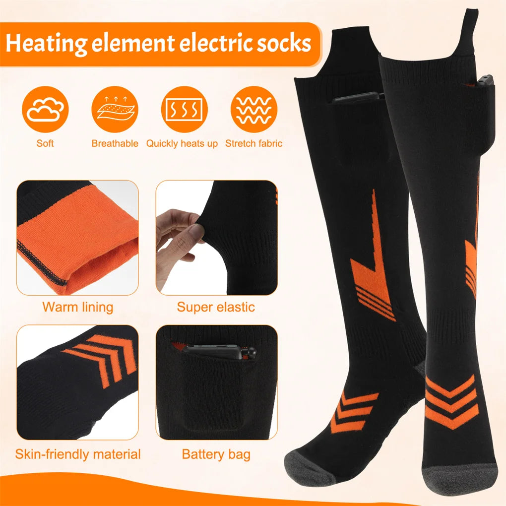 2025 Heated Socks Remote Control Motorcycle Electric Heating Socks Rechargeable Battery Winter Thermal Thick Stockings Men Women Selectia