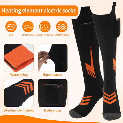 2025 Heated Socks Remote Control Motorcycle Electric Heating Socks Rechargeable Battery Winter Thermal Thick Stockings Men Women Selectia
