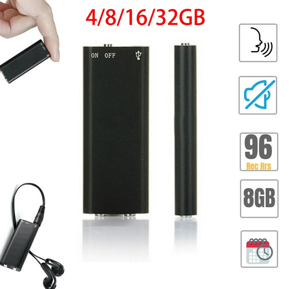 Mini grabadora de voz portátil inteligente, grabación de audio activada por voz, grabadora de sonido HD con reducción de ruido, reproductor MP3 con imán OTG