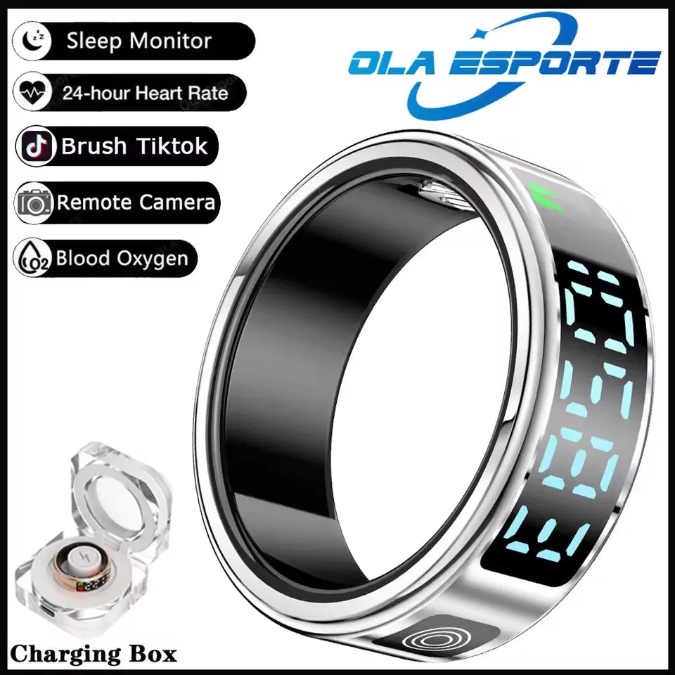 Anillo inteligente R12 2025 con pantalla táctil, carga inalámbrica, control de salud, resistente al agua hasta 5 ATM, para hombres y mujeres.