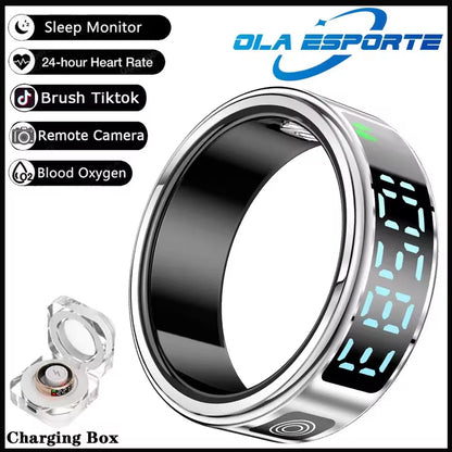 Anillo inteligente R12 2025 con pantalla táctil, carga inalámbrica, control de salud, resistente al agua hasta 5 ATM, para hombres y mujeres.