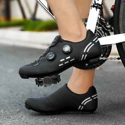 Zapatillas de ciclismo de montaña 2023 con calas para hombre y mujer, de carbono, deportivas, de velocidad, planas, SPD, para ciclismo de carretera
