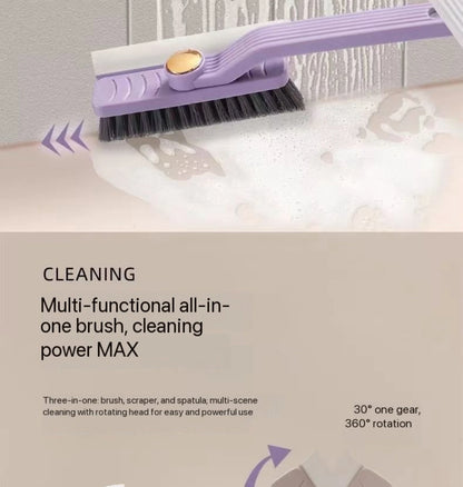 Cepillo multiusos para limpiar azulejos, con cerdas duras y rotación de 360°, ideal para suelos y paredes de baño y cocina.