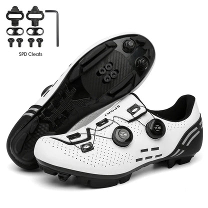 Zapatillas de ciclismo de montaña 2023 con calas para hombre y mujer, de carbono, deportivas, de velocidad, planas, SPD, para ciclismo de carretera