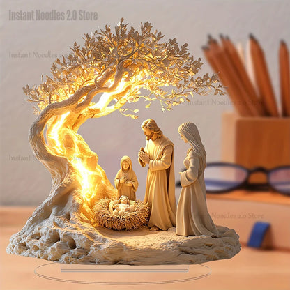 Figura de pesebre de Pascua, decoración de mesa, figura de pesebre, adorno de escritorio de madera, artesanía, decoración, iglesia, fiesta, regalo de Navidad