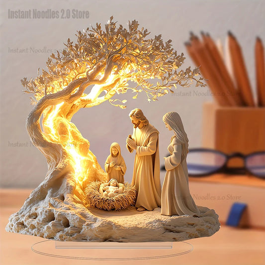 Figura de pesebre de Pascua, decoración de mesa, figura de pesebre, adorno de escritorio de madera, artesanía, decoración, iglesia, fiesta, regalo de Navidad