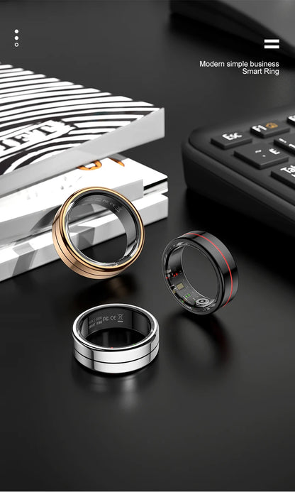 Anillo inteligente R04 2025 para hombre y mujer, con estuche de carga, monitor de salud y sueño, resistente al agua hasta 5 ATM, modo multideporte, control de cámara.