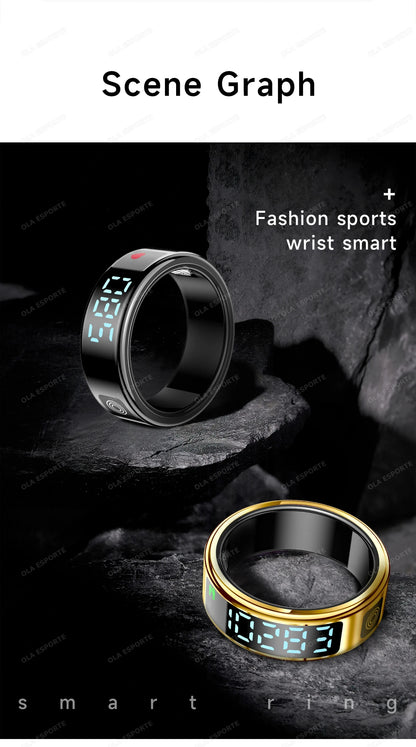 Anillo inteligente R12 2025 con pantalla táctil, carga inalámbrica, control de salud, resistente al agua hasta 5 ATM, para hombres y mujeres.