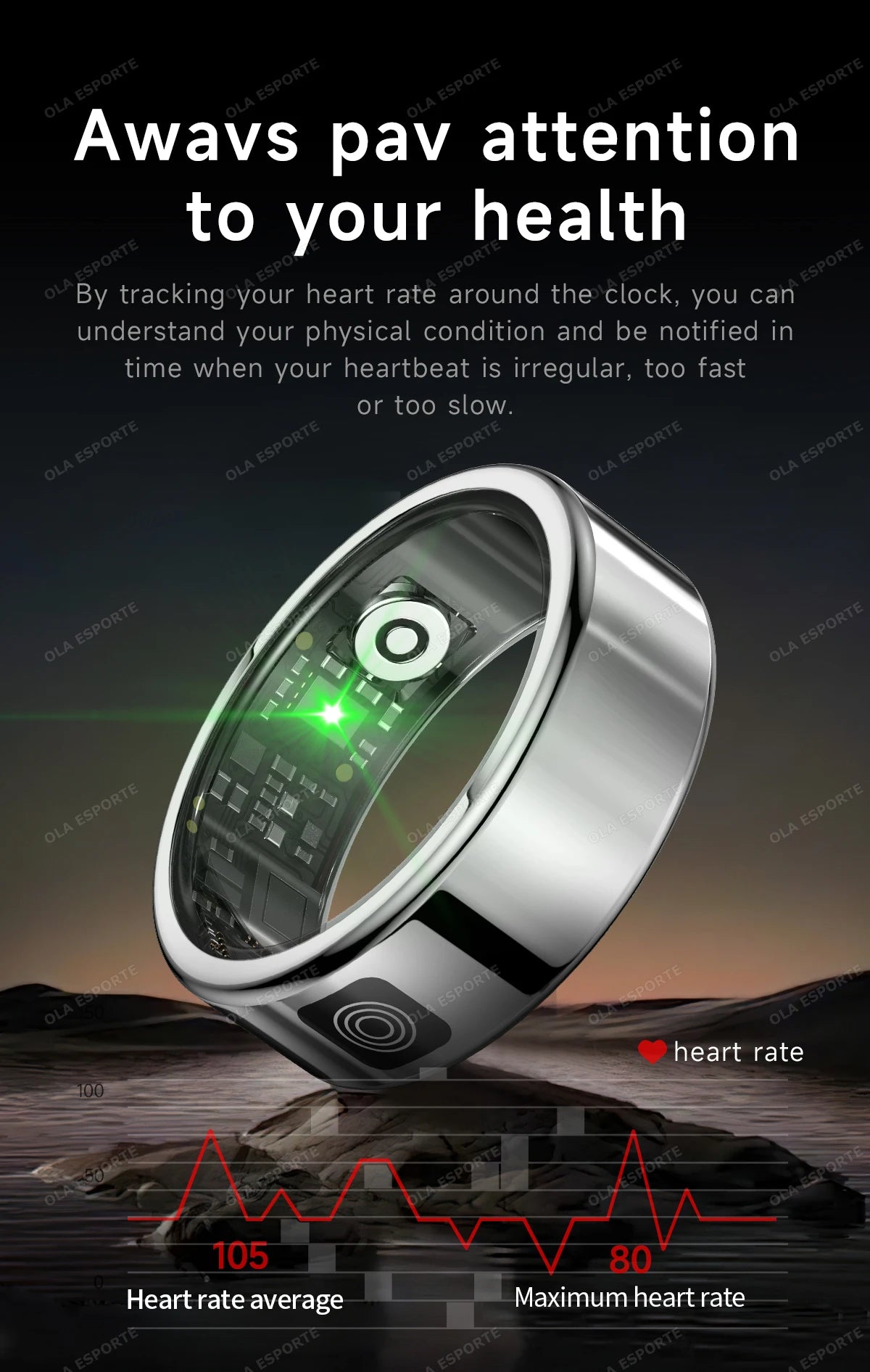 Anillo inteligente R12 2025 con pantalla táctil, carga inalámbrica, control de salud, resistente al agua hasta 5 ATM, para hombres y mujeres.