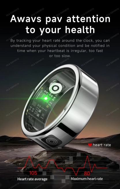 Anillo inteligente R12 2025 con pantalla táctil, carga inalámbrica, control de salud, resistente al agua hasta 5 ATM, para hombres y mujeres.