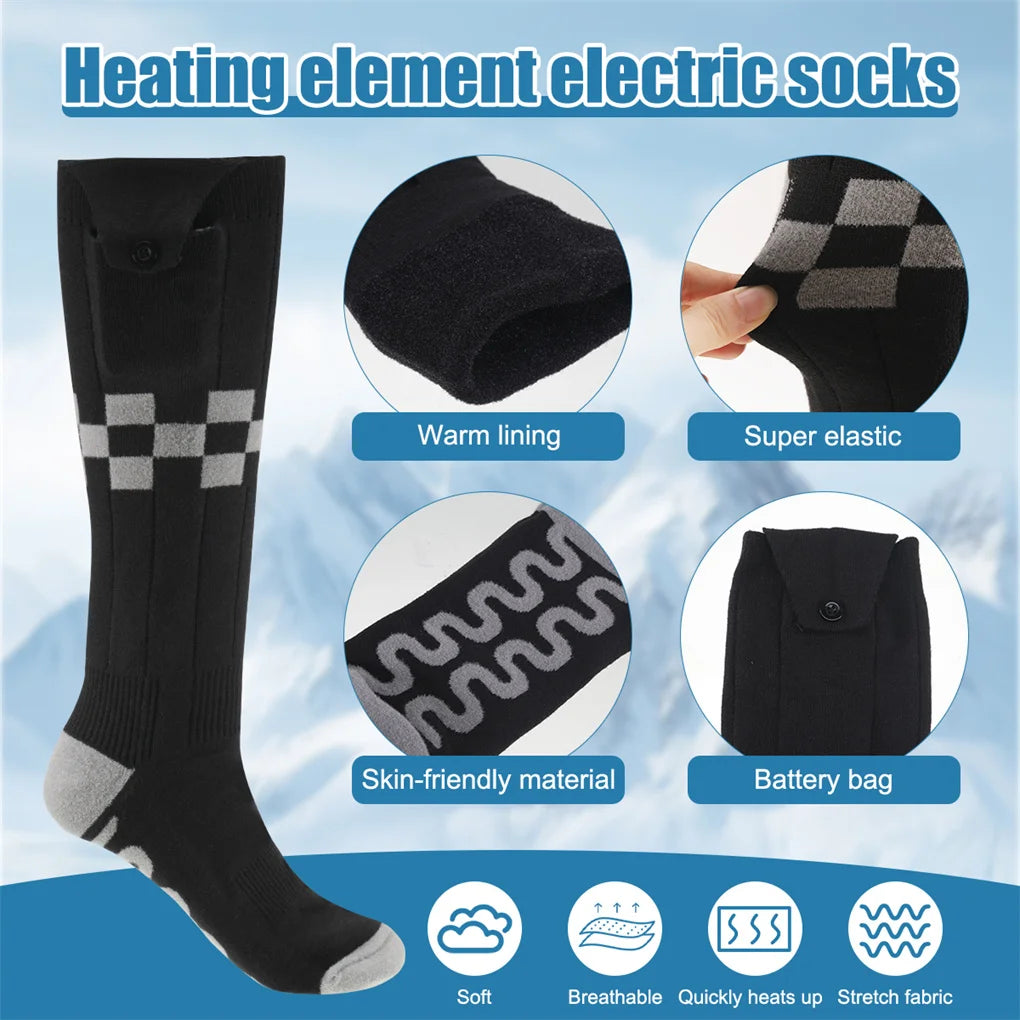2025 Heated Socks Remote Control Motorcycle Electric Heating Socks Rechargeable Battery Winter Thermal Thick Stockings Men Women Selectia