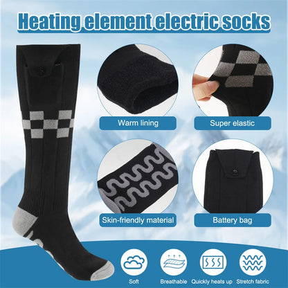 2025 Heated Socks Remote Control Motorcycle Electric Heating Socks Rechargeable Battery Winter Thermal Thick Stockings Men Women Selectia