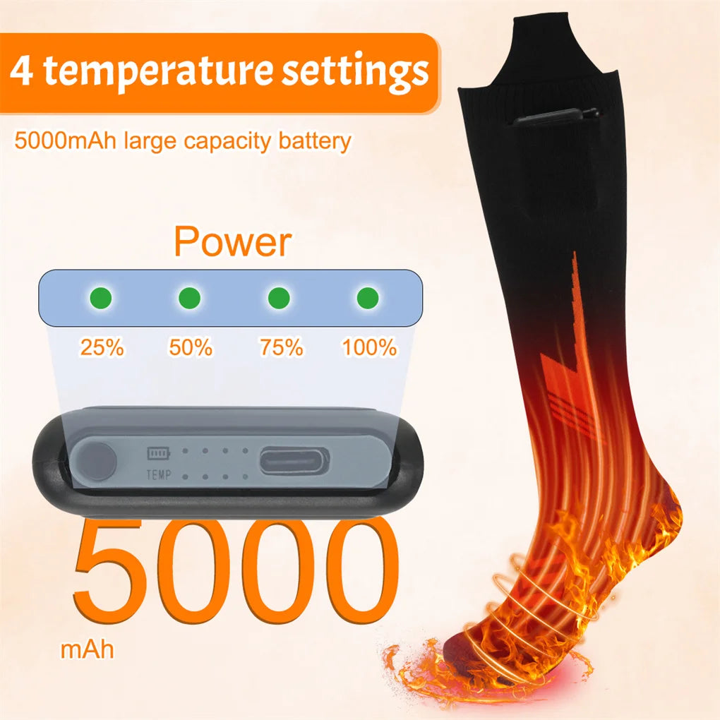2025 Heated Socks Remote Control Motorcycle Electric Heating Socks Rechargeable Battery Winter Thermal Thick Stockings Men Women Selectia