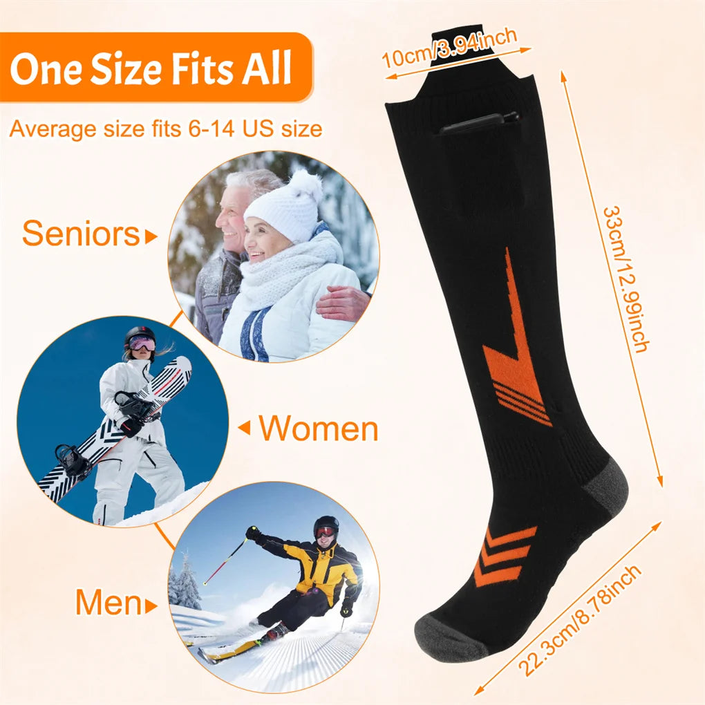 2025 Heated Socks Remote Control Motorcycle Electric Heating Socks Rechargeable Battery Winter Thermal Thick Stockings Men Women Selectia