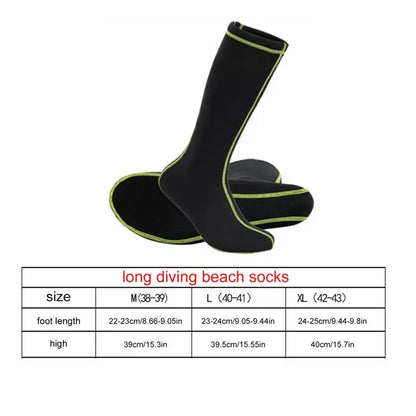 Calcetines de natación con aletas, antideslizantes, de neopreno, resistentes a la arena, elásticos, para voleibol de playa y buceo, calcetines largos de natación para deportes acuáticos al aire libre.