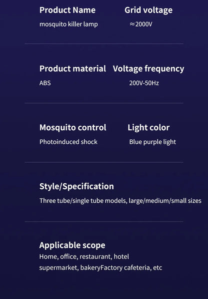 Lámpara eléctrica para atrapar mosquitos de 220 V con luz LED UV, trampa para insectos, potente dispositivo eléctrico para el control de plagas.