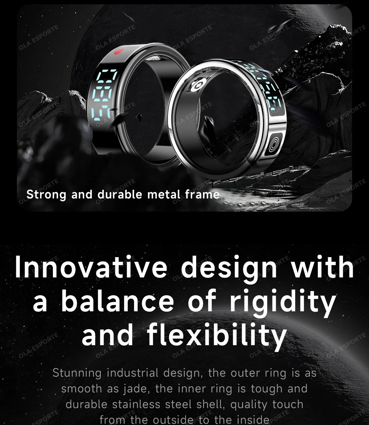 Anillo inteligente R12 2025 con pantalla táctil, carga inalámbrica, control de salud, resistente al agua hasta 5 ATM, para hombres y mujeres.