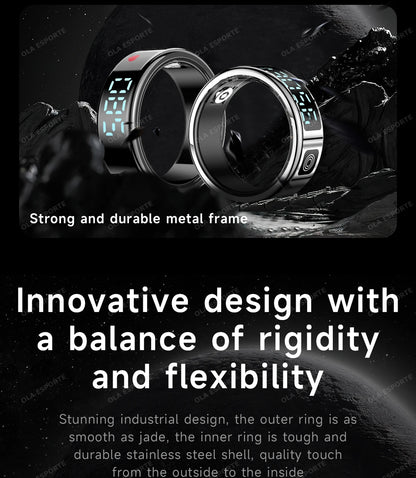 Anillo inteligente R12 2025 con pantalla táctil, carga inalámbrica, control de salud, resistente al agua hasta 5 ATM, para hombres y mujeres.