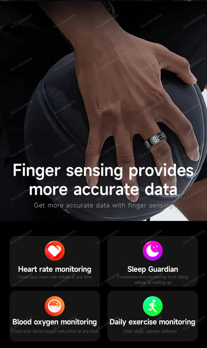 Anillo inteligente R12 2025 con pantalla táctil, carga inalámbrica, control de salud, resistente al agua hasta 5 ATM, para hombres y mujeres.