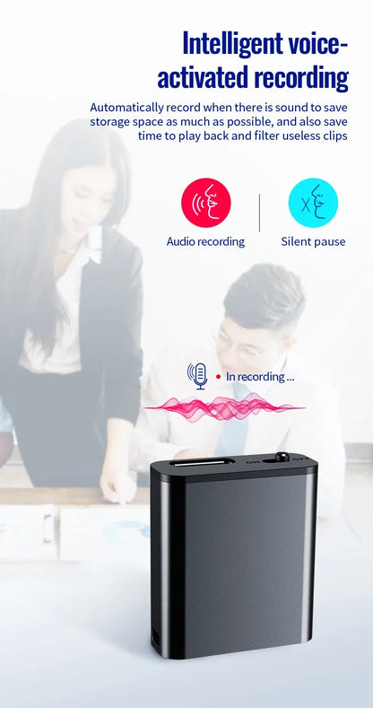 Mini grabadora de voz portátil inteligente, grabación de audio activada por voz, grabadora de sonido HD con reducción de ruido, reproductor MP3 con imán OTG