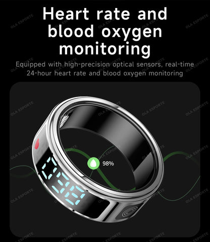 Anillo inteligente R12 2025 con pantalla táctil, carga inalámbrica, control de salud, resistente al agua hasta 5 ATM, para hombres y mujeres.
