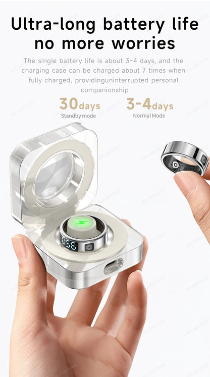 Anillo inteligente R12 2025 con pantalla táctil, carga inalámbrica, control de salud, resistente al agua hasta 5 ATM, para hombres y mujeres.