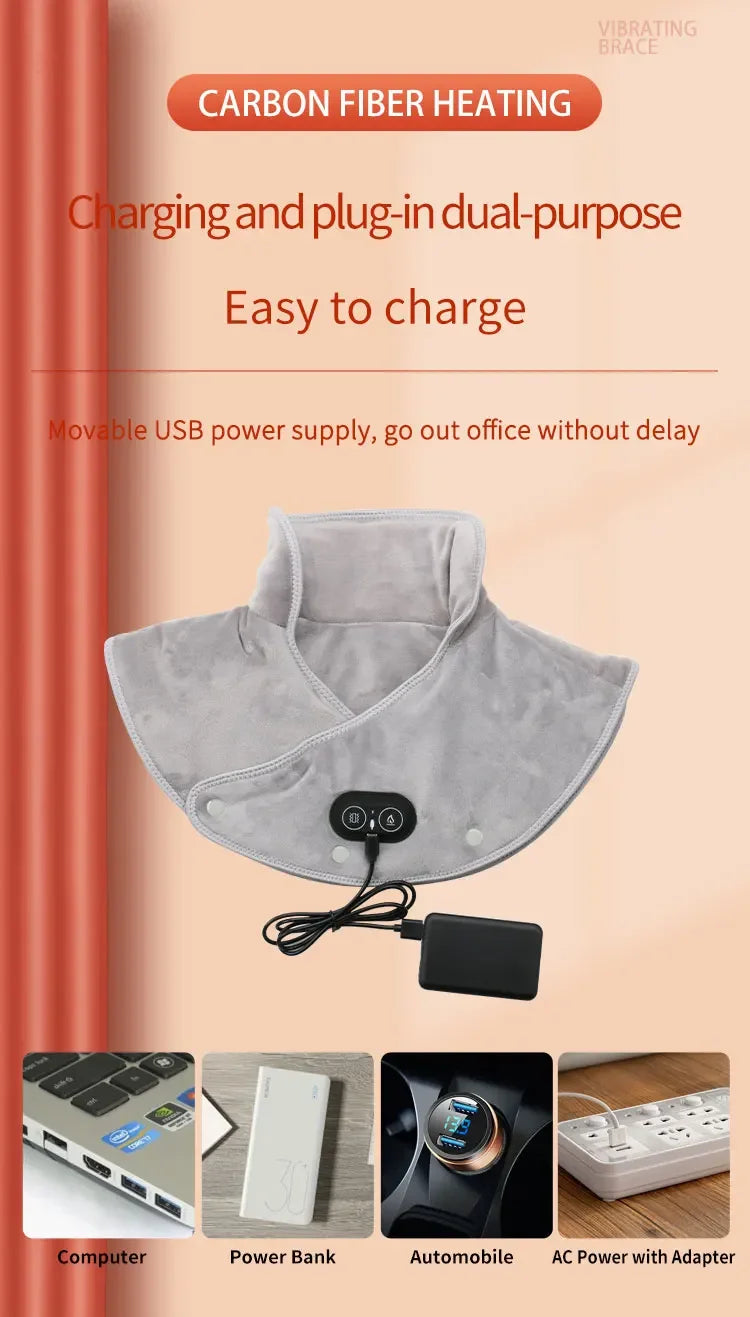 Electric Heating shoulder Neck Pad Massager USB Cervical Brace Wrap Thermal Compress Relieve Pain Fatigue Warm Back Brace Tool Selectia