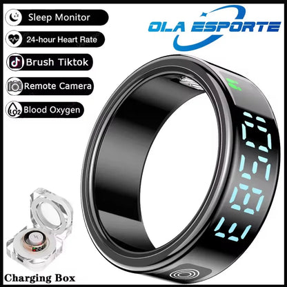 Anillo inteligente R12 2025 con pantalla táctil, carga inalámbrica, control de salud, resistente al agua hasta 5 ATM, para hombres y mujeres.
