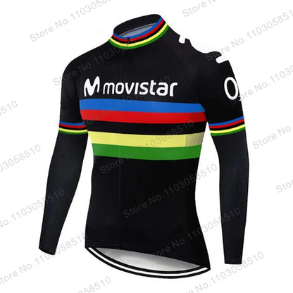Maillot de ciclismo de manga larga Movistar transpirable de verano para hombre, ropa de ciclismo de montaña