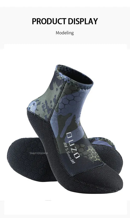 Calcetines de buceo de neopreno de 5 mm, para verano, para deportes de buceo, para surf, playa, antideslizantes, aletas de natación, resistentes a la arena y a los baños de hielo.