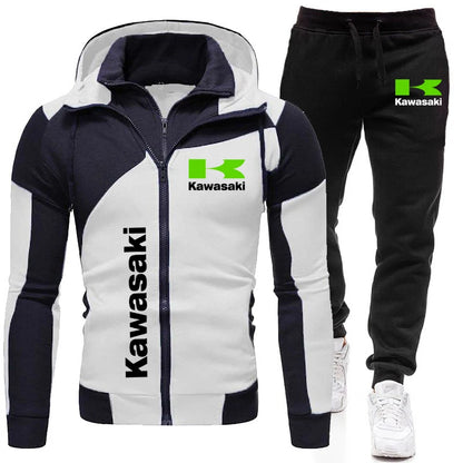 Conjunto de sudadera y pantalón con cremallera y logotipo de Kawasaki para hombre, equipo de carreras de motos, moda 2025, sudadera con cremallera, pantalón, traje, abrigo deportivo