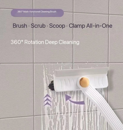 Cepillo multiusos para limpiar azulejos, con cerdas duras y rotación de 360°, ideal para suelos y paredes de baño y cocina.
