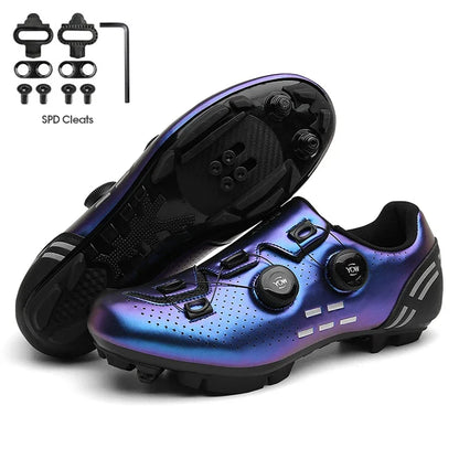 Zapatillas de ciclismo de montaña 2023 con calas para hombre y mujer, de carbono, deportivas, de velocidad, planas, SPD, para ciclismo de carretera