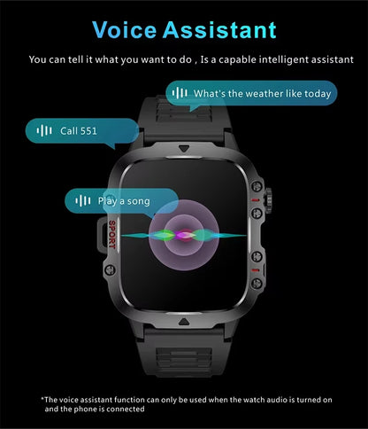 LAXASFIT 2025 - Reloj inteligente militar resistente para hombre, para exteriores, pantalla táctil HD de 2,01", llamadas de voz y Bluetooth
