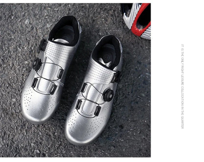 Zapatillas profesionales para hombre, ultraligeras, con doble hebilla, para ciclismo de montaña, luminosas, con calas autoblocantes