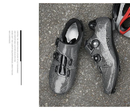 Zapatillas profesionales para hombre, ultraligeras, con doble hebilla, para ciclismo de montaña, luminosas, con calas autoblocantes